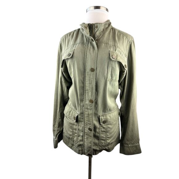 Lane Bryant Army Green Chambray Feel Utility Jacket Women's Plus Size 26/28 - Picture 12 of 14